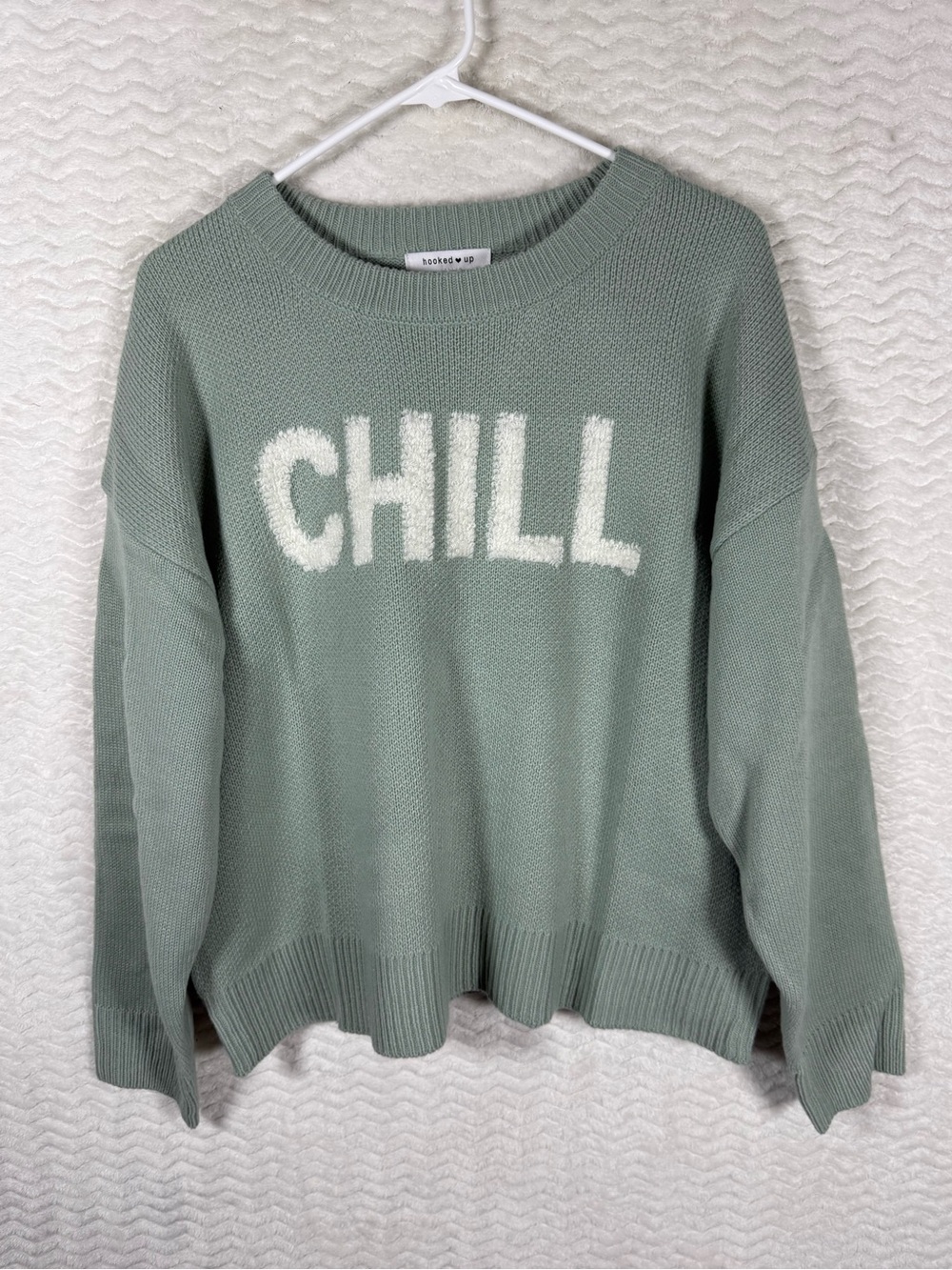 Hooked Up by IOT Sage Green 'CHILL' Crewneck Sweater